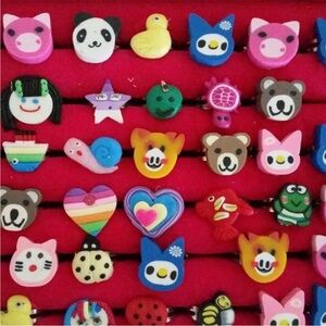 18Pcs Little Girl Cute Rings Gifts Lot Adjustable, Dress Up Rings For Kids New